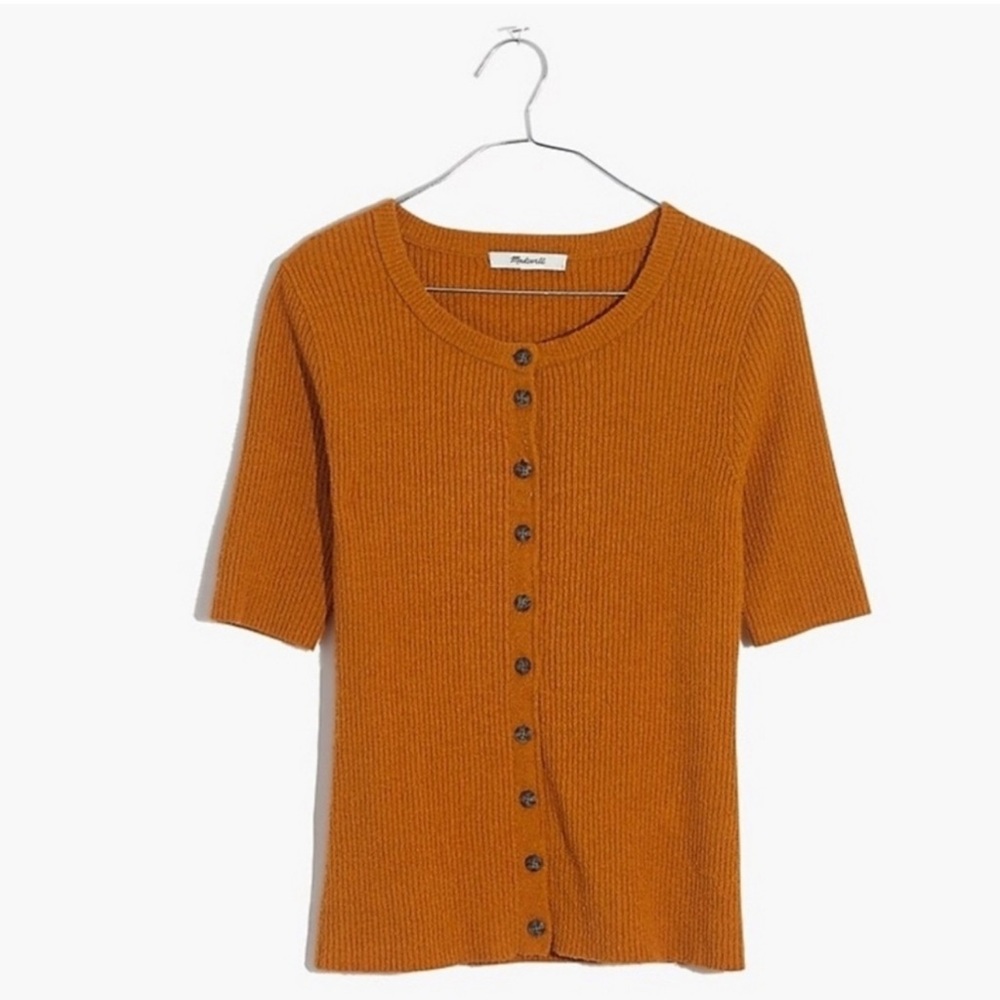 Madewell Hester Short Sleeve Button Down Ribbed Cardigan Sweater Size M